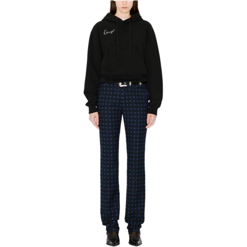 Shop (W) Kenzo SS24 黑色刺绣Logo短款连帽衫 FE62SW1544MF-99J