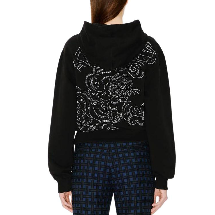 Details for (W) Kenzo SS24 黑色刺绣Logo短款连帽衫 FE62SW1544MF-99J