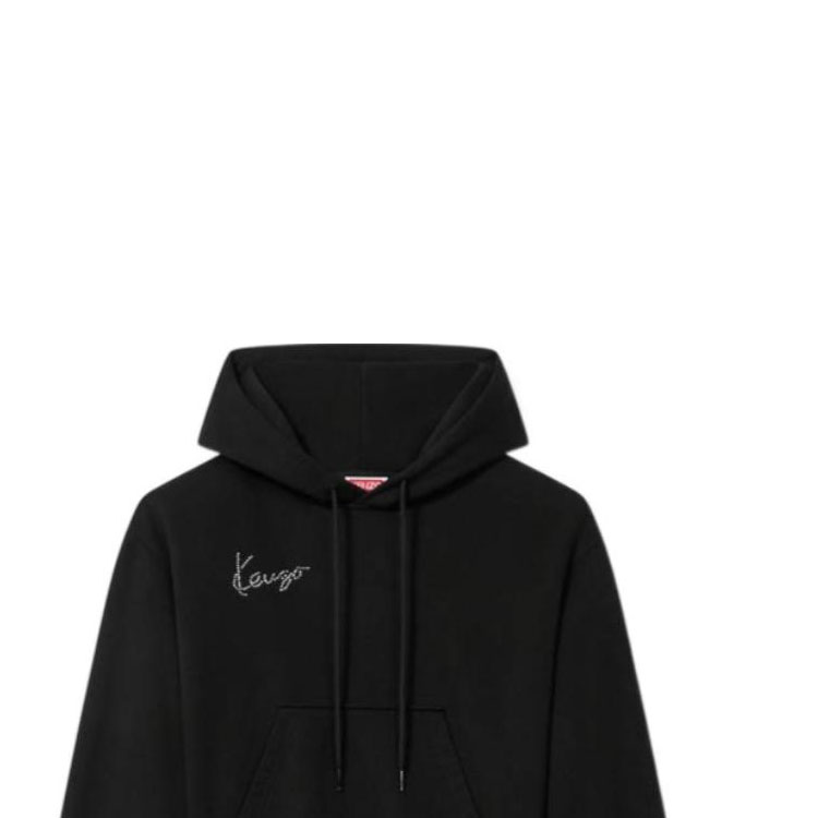Cheap (W) Kenzo SS24 黑色刺绣Logo短款连帽衫 FE62SW1544MF-99J