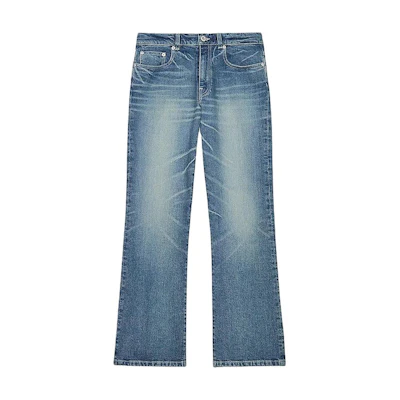 (Women) KENZO SS24 Bleached Zip Side Pocket Jeans Indigo Blue FE62DP2296S7-DY