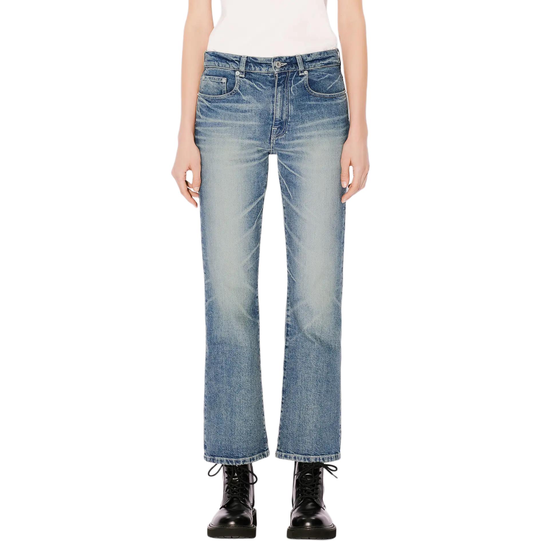 Purchase (Women) KENZO SS24 Bleached Zip Side Pocket Jeans  Indigo Blue FE62DP2296S7-DY