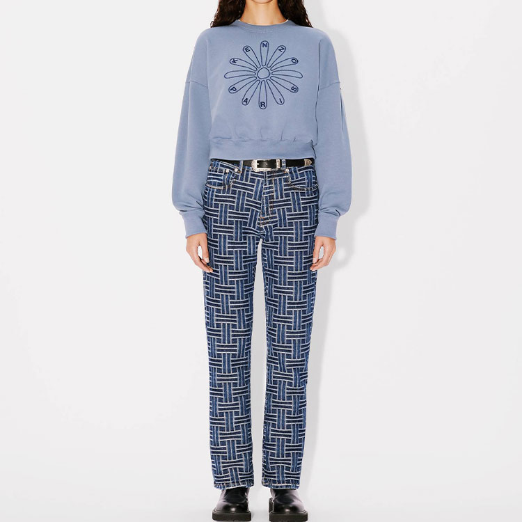 (Women) Kenzo SS24 Blue Crewneck Pullover Sweatshirt with Logo Embroidery FE62SW1564MI-67 圖 4