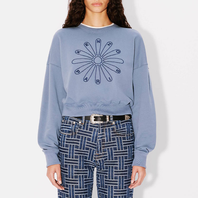 (Women) Kenzo SS24 Blue Crewneck Pullover Sweatshirt with Logo Embroidery FE62SW1564MI-67 圖 5