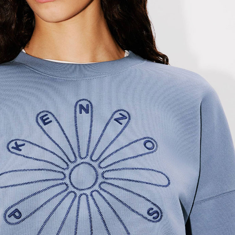 (Women) Kenzo SS24 Blue Crewneck Pullover Sweatshirt with Logo Embroidery FE62SW1564MI-67 圖 7