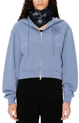 (W) Kenzo SS24 蓝色锯齿绣徽标短款拉链卫衣外套 FE62SW1524MI-67 Purchase (W) Kenzo SS24 蓝色锯齿绣徽标短款拉链卫衣外套 FE62SW1524MI-67