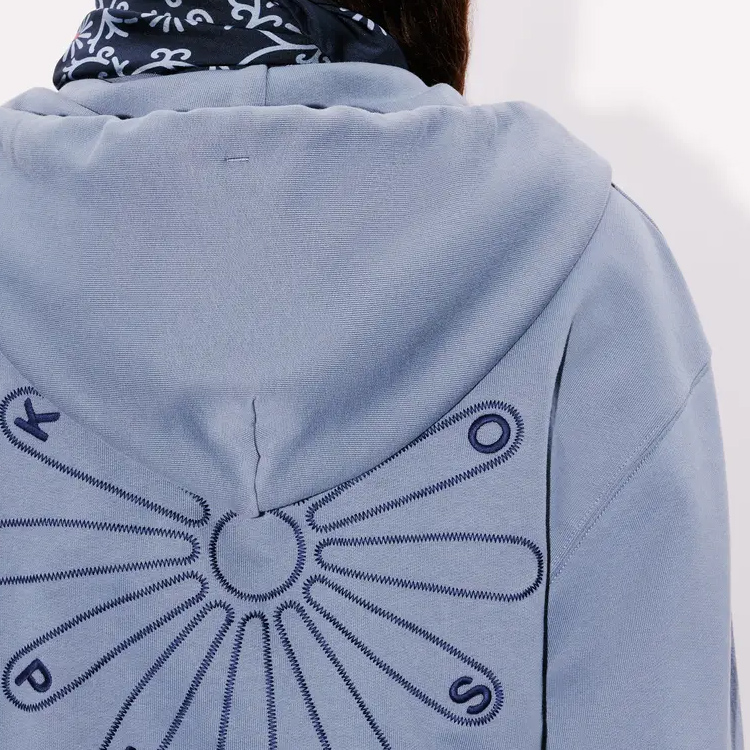 Sizing (W) Kenzo SS24 蓝色锯齿绣徽标短款拉链卫衣外套 FE62SW1524MI-67