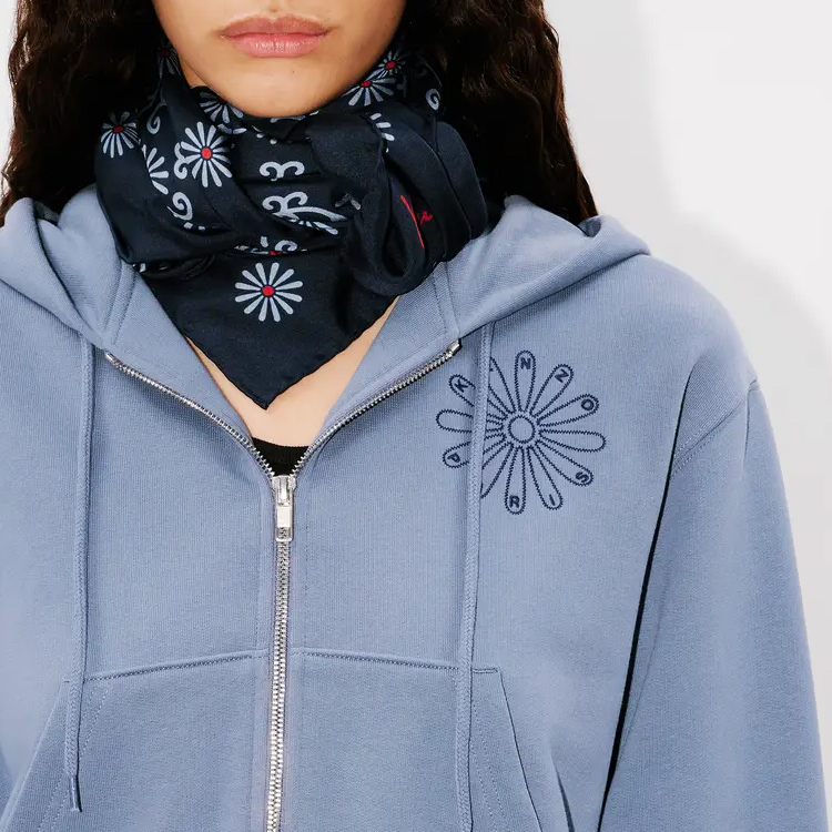 Cheap (W) Kenzo SS24 蓝色锯齿绣徽标短款拉链卫衣外套 FE62SW1524MI-67