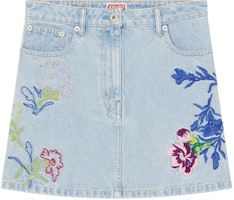 (Women) KENZO SS24 Floral Embroidered Denim Skirt Mid-Rise Zip Closure Blue Women’s. FE52DJ2806B4-DT (Women) KENZO SS24 Floral Embroidered Denim Skirt Mid-Rise Zip Closure Blue Women’s. FE52DJ2806B4-DT