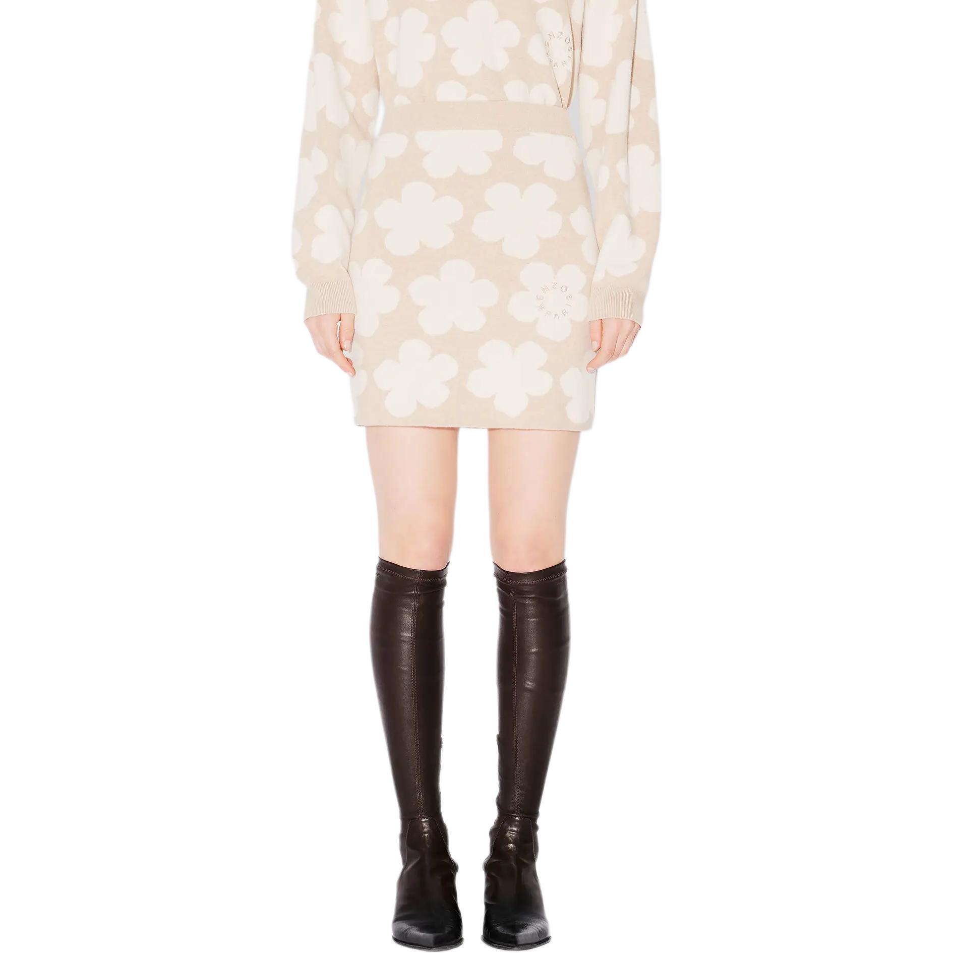 Purchase (W) KENZO SS24 フローラル刺繍ミッドウエストエラスティックスカート ベージュ FE62JU4623CN-11