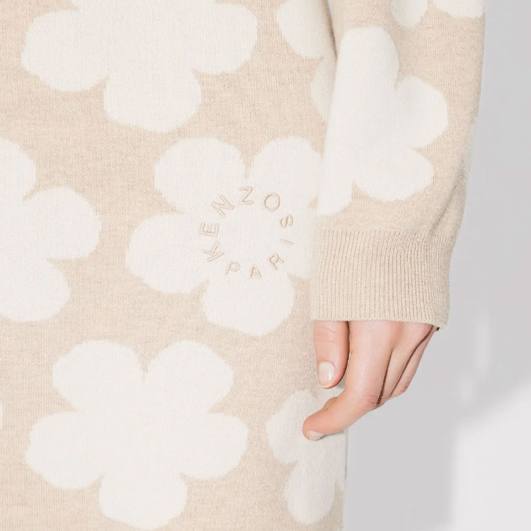 Sizing (W) KENZO SS24 フローラル刺繍ミッドウエストエラスティックスカート ベージュ FE62JU4623CN-11