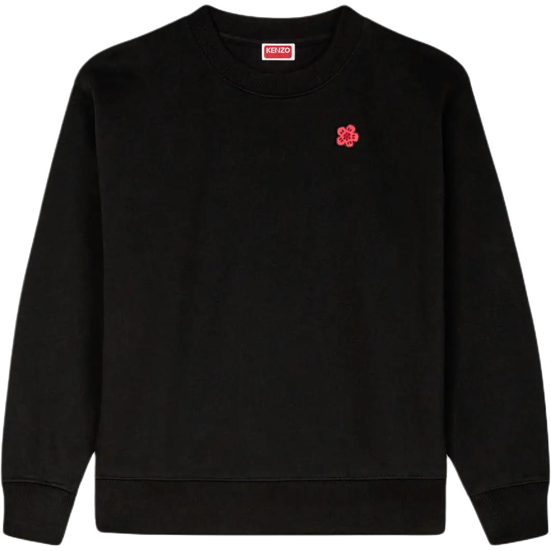 (Women) KENZO SS24 Floral Logo Print Crewneck Long-Sleeve Sweatshirt Women Black FE62SW1614MF-99J