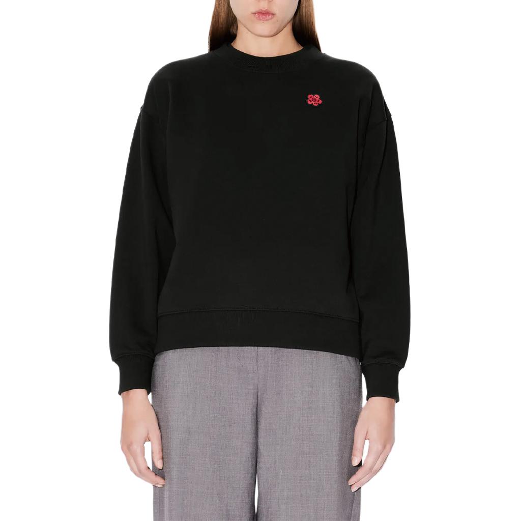 Purchase (W) KENZO SS24 Sweater Wanita Hitam Lengan Panjang Motif Logo Bunga FE62SW1614MF-99J