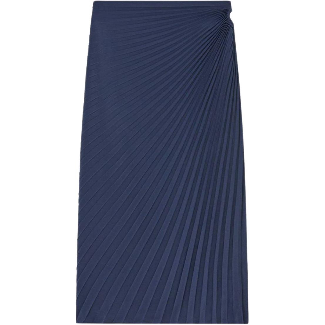 Order (W) KENZO SS24 Dress Wanita Logo Pleated Midi Casual Biru Hitam. FE62JU2909FO-79