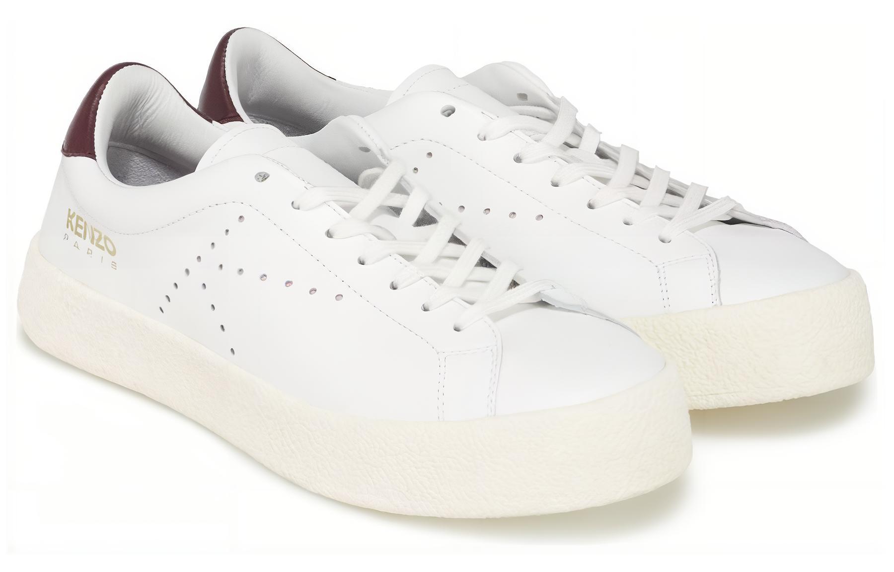 Lookbook KENZO 高田賢三 皮革 系帶 低幫 時尚板鞋 女款 酒紅白