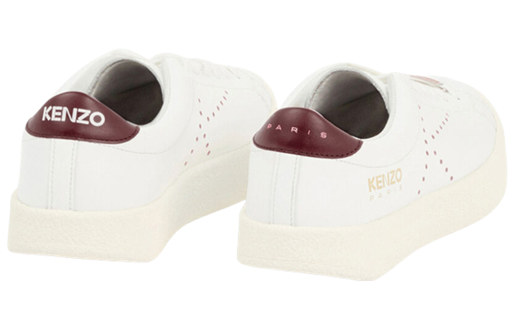 Shop KENZO 高田賢三 皮革 系帶 低幫 時尚板鞋 女款 酒紅白