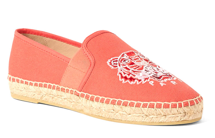 Lookbook KENZO 高田賢三 Tiger 弹性帆布 簡約舒適 時尚休閒平底鞋 女款 紅橙色