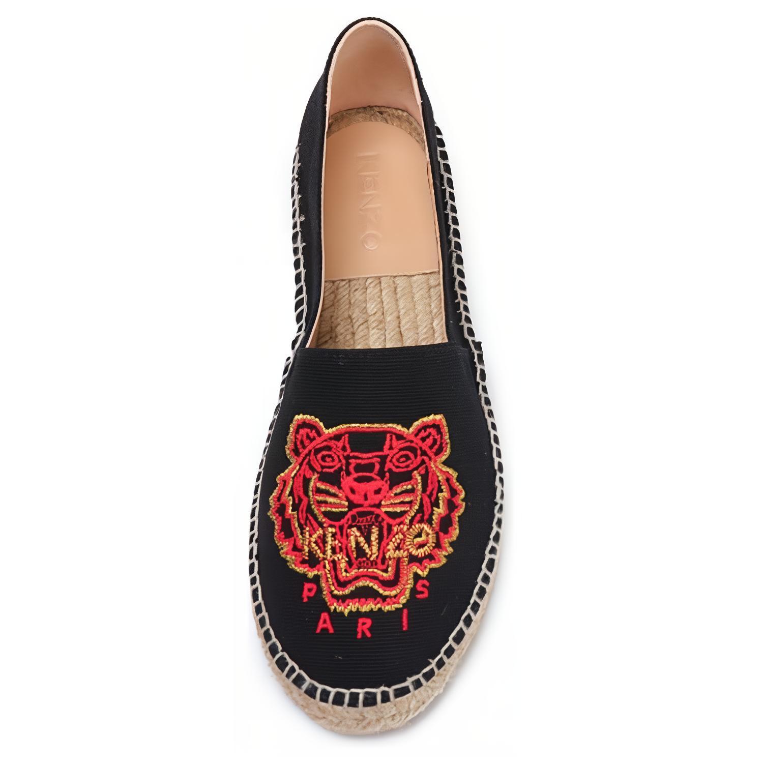 Shop KENZO 高田賢三 織物 虎頭刺繡 漁夫鞋 女款 黑紅