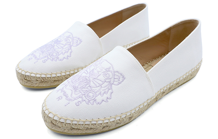 Order KENZO 虎頭刺繡織物簡約休閒漁夫鞋 女款 白色
