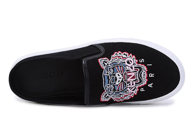 Purchase KENZO 高田賢三 虎頭刺繡布料穆勒拖鞋 女款 黑色