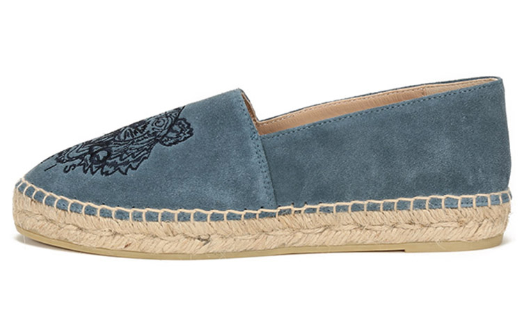 (Women) Kenzo Tiger Embroidery Velvet Leather Espadrilles 'Glacier Blue' FA62ES180L75-62