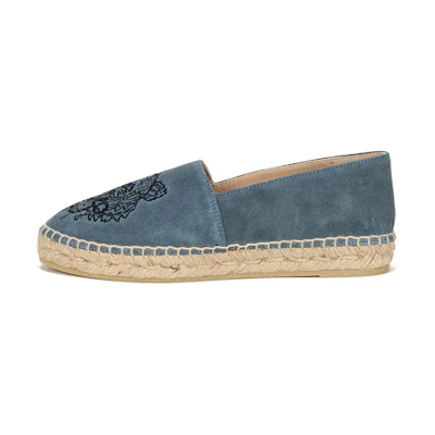(W) Kenzo Tiger Embroidery Velvet Leather Espadrilles 'Glacier Blue'