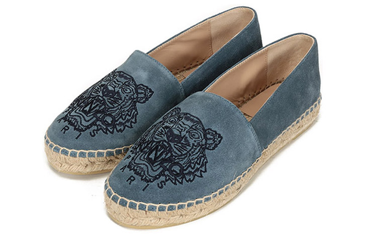 (W) Kenzo Tiger Embroidery Velvet Leather Espadrilles 'Glacier Blue' 圖 3