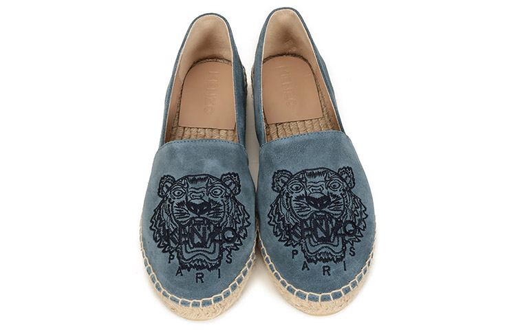 (W) Kenzo Tiger Embroidery Velvet Leather Espadrilles 'Glacier Blue' 圖 4
