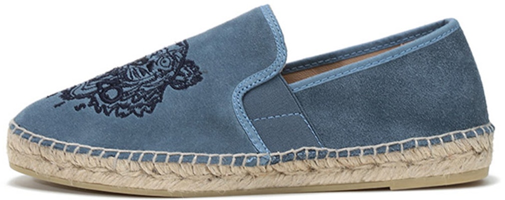 KENZO高田賢三虎頭刺繡毛面皮草編懶人平底鞋 女款 冰川藍色 Buy KENZO高田賢三虎頭刺繡毛面皮草編懶人平底鞋 女款 冰川藍色