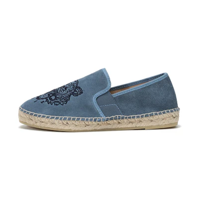 (W) Kenzo Tiger Embroidery Velvet Loafers 'Glacier Blue'