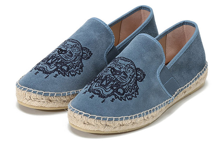 (W) Kenzo Tiger Embroidery Velvet Loafers 'Glacier Blue' 圖 3