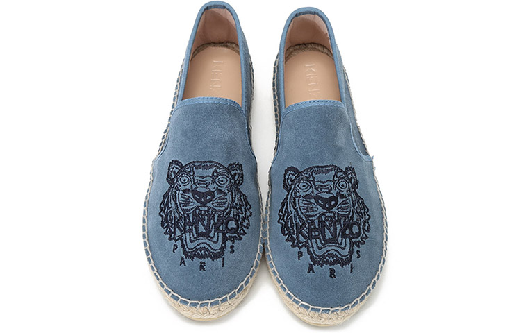 (W) Kenzo Tiger Embroidery Velvet Loafers 'Glacier Blue' 圖 4