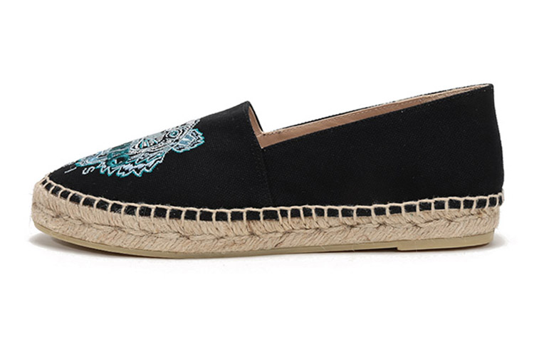 (Women) Kenzo Tiger Embroidery Woven Hemp Fisherman Shoes 'Black' FA62ES180F70-99