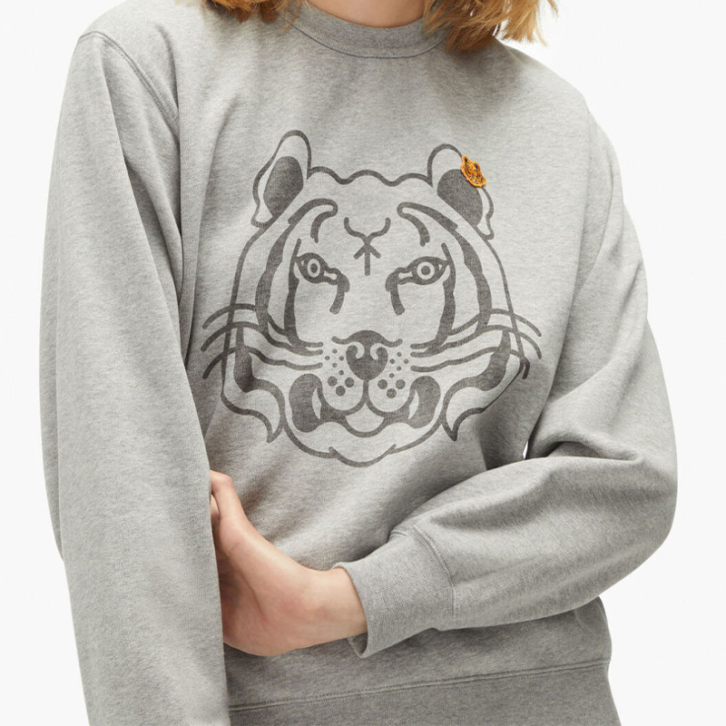Sizing (W) Sudadera Gris con Estampado de Cabeza de Tigre KENZO FW21. FB62SW8314MO-94