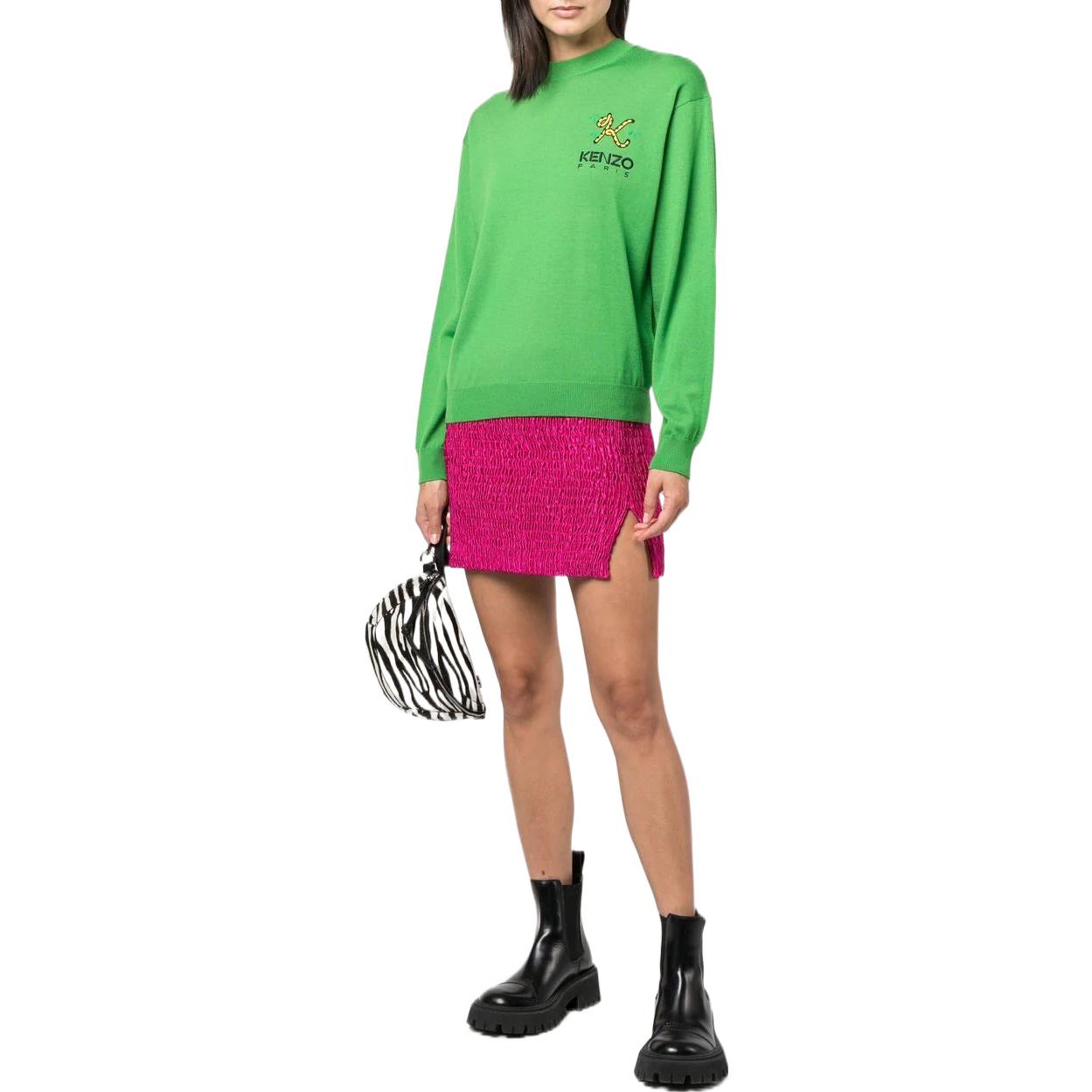 (Women) KENZO Tiger Tail FW22 Logo Crewneck Cashmere Sweater Green FC62PU3413LA-57 圖 3