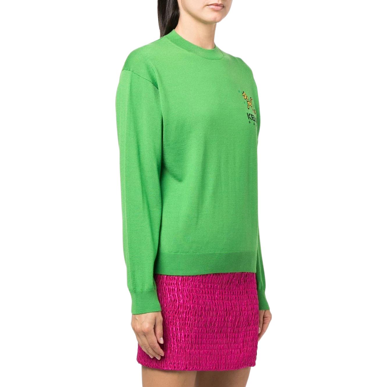 (Women) KENZO Tiger Tail FW22 Logo Crewneck Cashmere Sweater Green FC62PU3413LA-57 圖 5