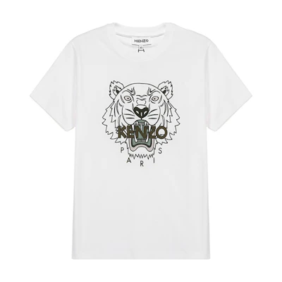 (Women) KENZO White Classic Tiger Embroidery T-Shirt SS21 FB52TS9124YE-01B