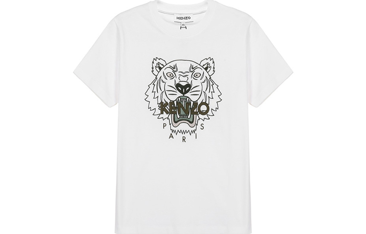Order (W) KENZO 白色经典虎头刺绣T恤 SS21 FB52TS9124YE-01B