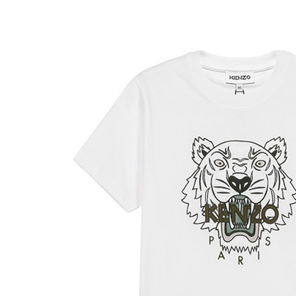 Sizing (W) KENZO 白色经典虎头刺绣T恤 SS21 FB52TS9124YE-01B