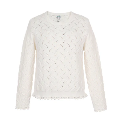 (Women) KENZO White Floral Knit Crewneck Sweater FA52PU513823-02