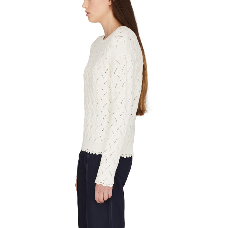 Sizing (W) KENZO Baju Sejuk Crewneck Rajut Putih Motif Bunga FA52PU513823-02