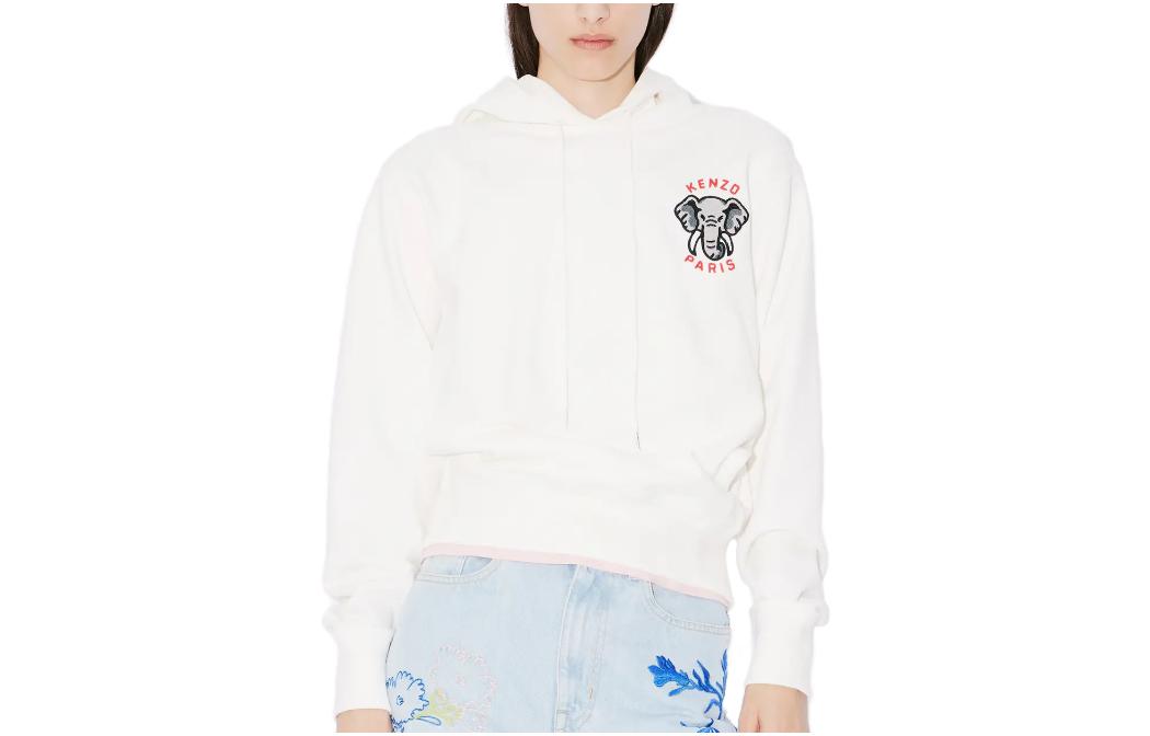 Order (W) Kenzo 白色连帽衫 字母图案印花 FE52SW1384MF-02