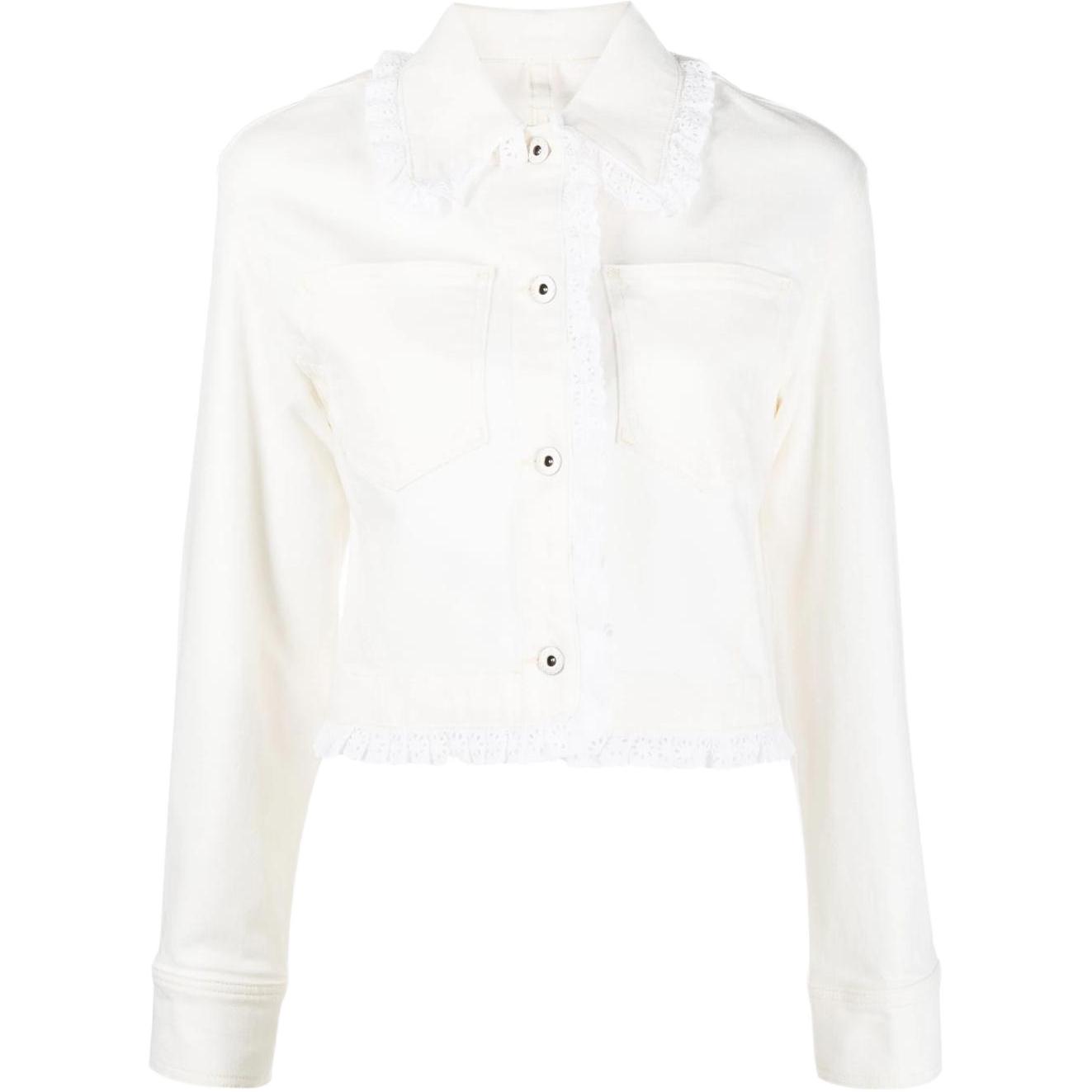 (Women) Kenzo White Solid Single-Breasted Long-Sleeve Jacket FD52DV2406D2-WB