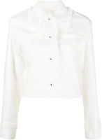 (Women) Kenzo White Solid Single-Breasted Long-Sleeve Jacket FD52DV2406D2-WB (Women) Kenzo White Solid Single-Breasted Long-Sleeve Jacket FD52DV2406D2-WB