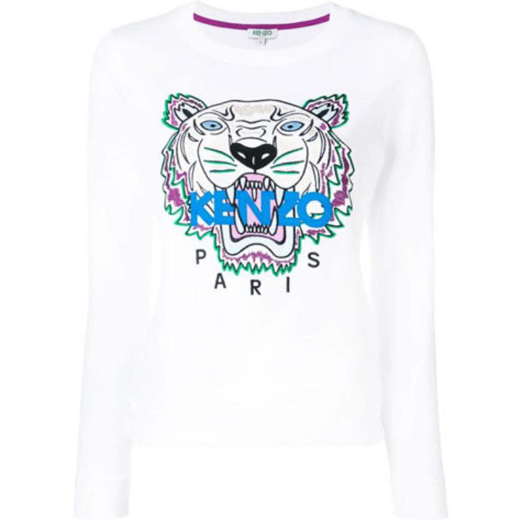 (Women) KENZO White Tiger Embroidered Cotton Crewneck Sweatshirt F952SW7054XA-01