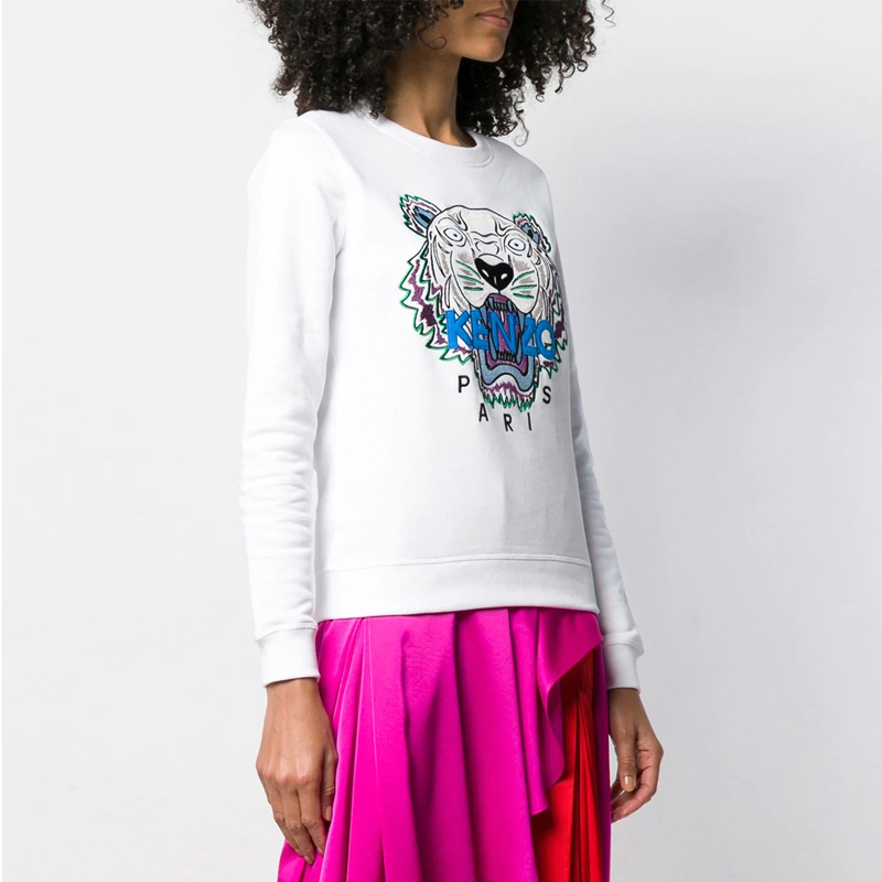 Shop (W) KENZO Sweatshirt Putih Bordir Harimau Crewneck Katun F952SW7054XA-01