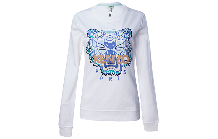 Order (W) KENZO 화이트 타이거 헤드 크루넥 스웨트셔츠 FA52SW7194U9-01