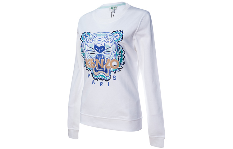 Shop (W) KENZO 화이트 타이거 헤드 크루넥 스웨트셔츠 FA52SW7194U9-01
