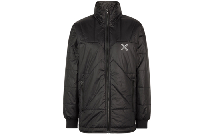 (Women) KENZO Winter Black Down Jacket with Minimalist Stand Collar. FB62OU065565-99