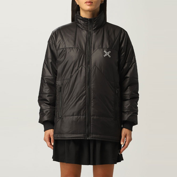 Shop (W) 겐조 겨울 블랙 다운 재킷 미니멀리스트 스탠드 칼라. FB62OU065565-99