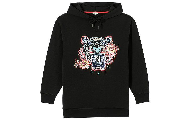 (Women) KENZO Women’s Black Passionfruit Tiger Embroidered Cotton Hoodie F962SW7594XO-99